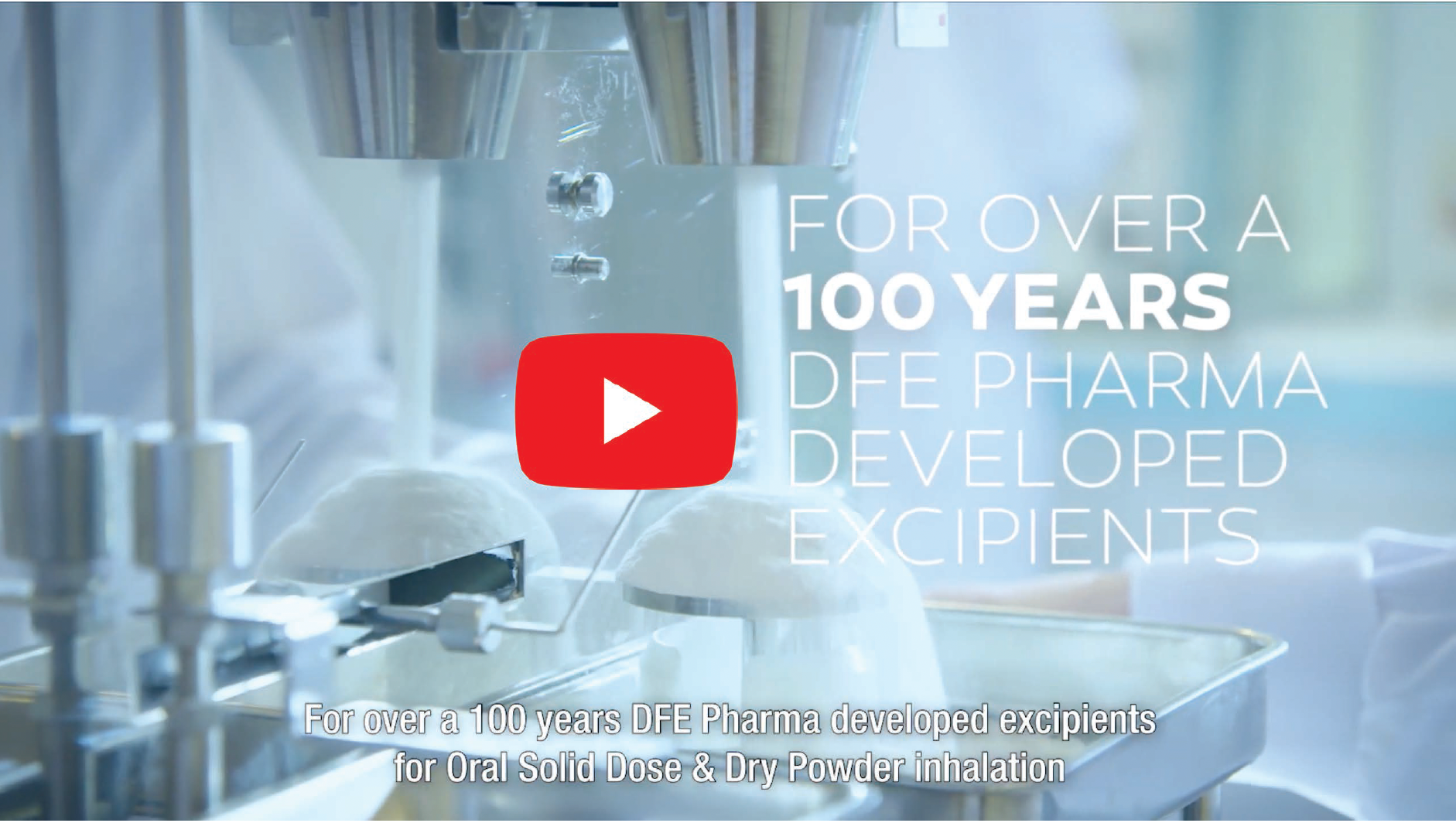 Load video: DFE Pharma is a global leader in pharma- and nutraceutical excipient solutions. We develop, produce, and supply the highest quality functional excipients for use in the pharmaceutical, biopharmaceutical, and nutraceutical industries for respiratory, oral solid dose (OSD), ophthalmic and parenteral formulations. Our excipients are used in numerous medicinal and nutraceutical products, including COVID-19 vaccines and - treatments.